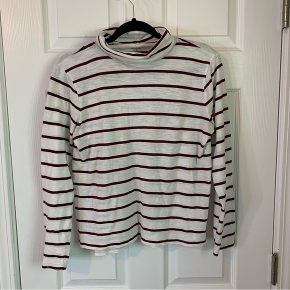 Madewell Whisper Cotton Turtleneck White and Maroon Striped, size M - Picture 10 of 10